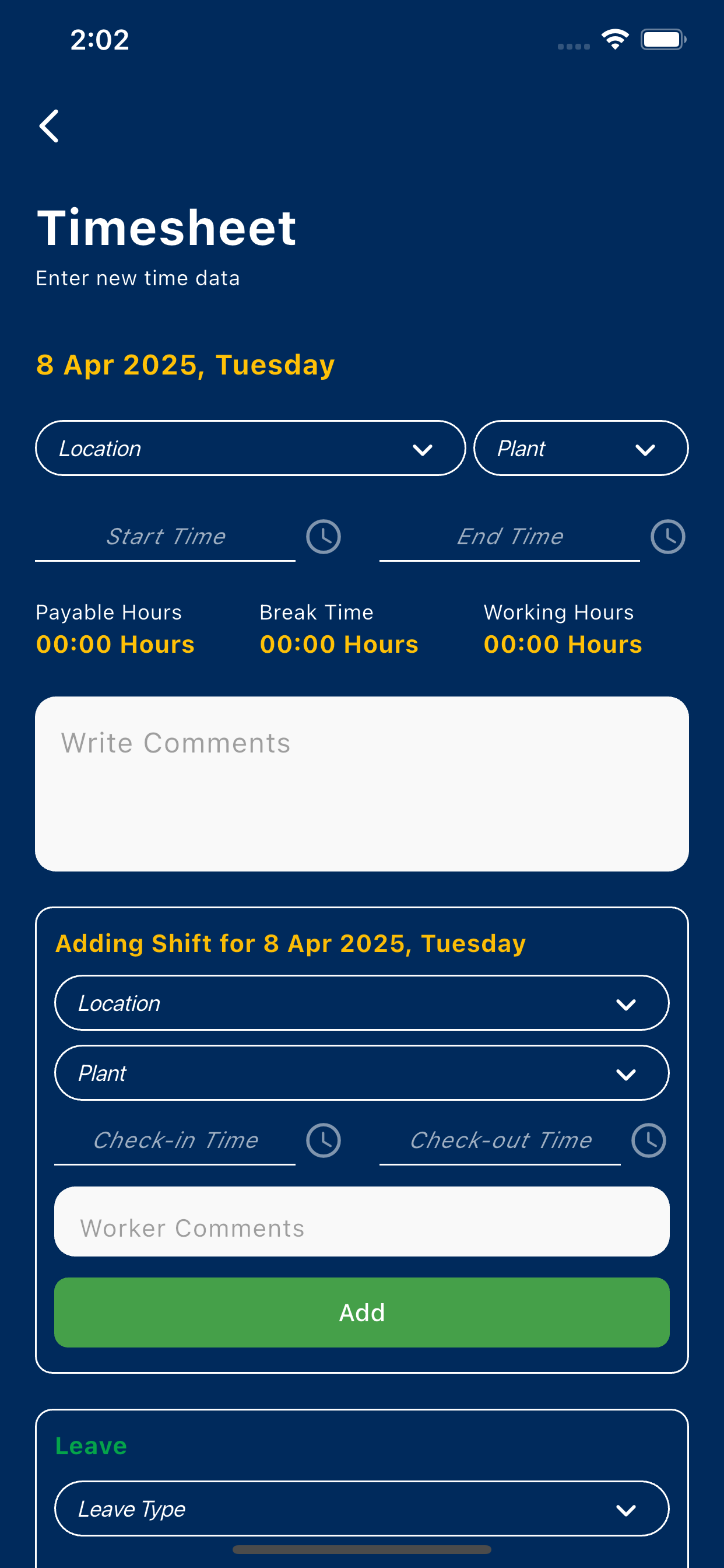 Mainland - Timesheet