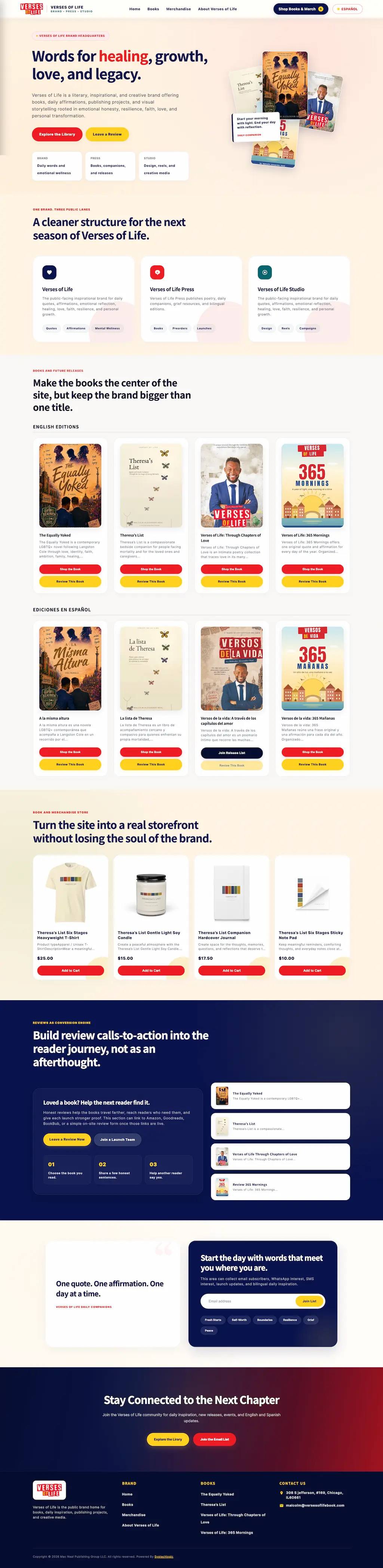 Verses of Life Book β Shopify eCommerce work by Logo Grove