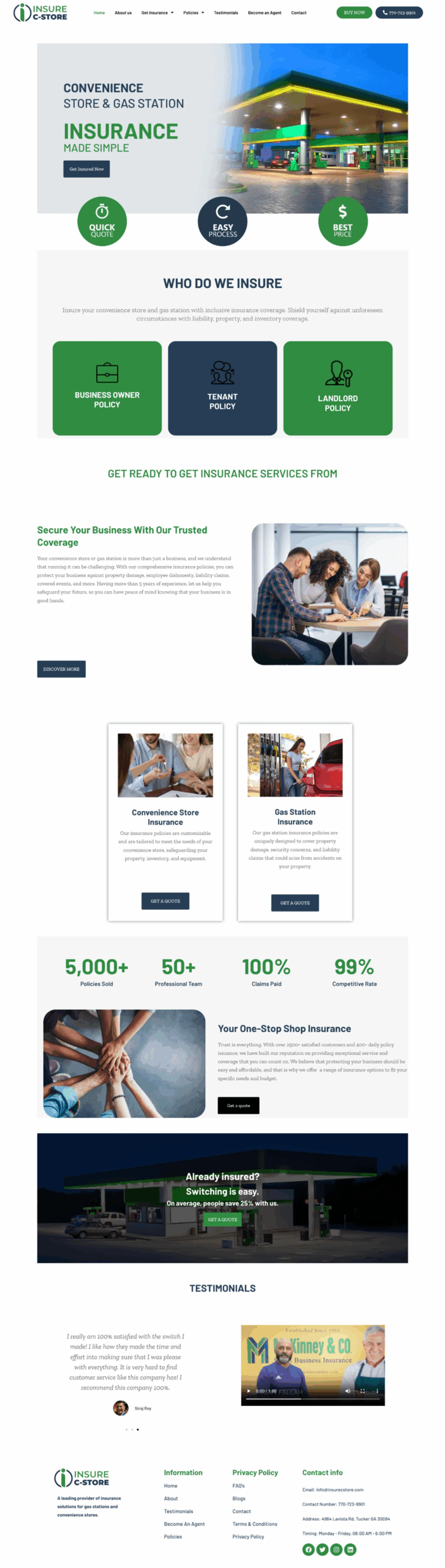 Insure C-Store β Insurance website work by Logo Grove